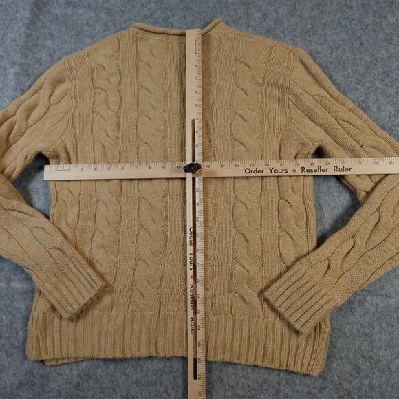 Ralph Lauren Sweater Womens Medium Cable Knit Fisherman Crew Neck Cashmere Wool - Picture 6 of 9